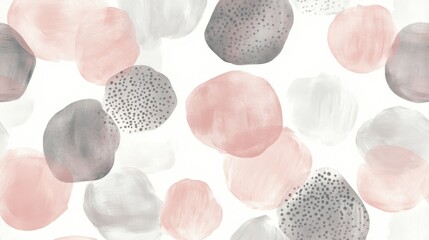 Leinwandbilder - Delicate design featuring soft muted pink and gray spots with intricate pencil strokes on a light background