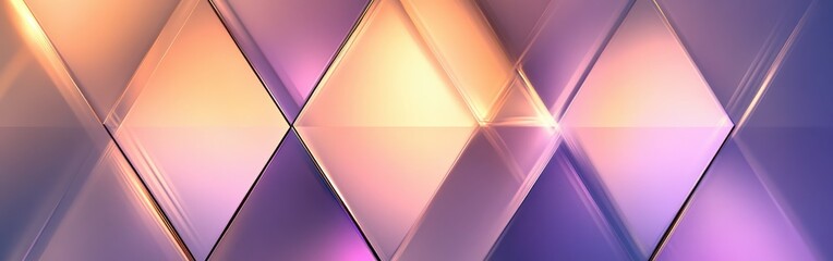 Poster - Geometric pattern featuring abstract shapes in soft hues of purple and orange creating a dynamic visual composition