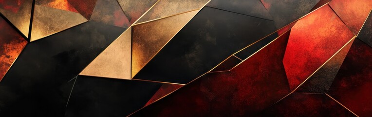 Aufkleber - Vibrant abstract geometric composition featuring layered shapes in rich colors and textures