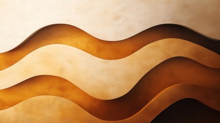 Leinwandbilder - Abstract design featuring flowing amber tones in wavy patterns for modern artistic expression