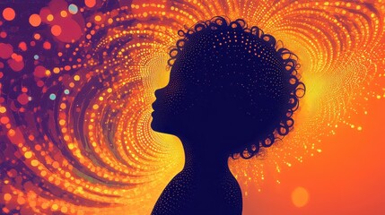 Aufkleber - Vibrant visualization of a glowing child silhouette amidst a mesmerizing backdrop of swirling colors