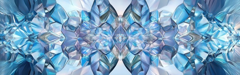 Aufkleber - High-tech abstract composition showcasing crystalline structures and vibrant blue tones in a symmetrical design