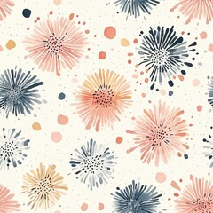 Aufkleber - Whimsical watercolor doodle design featuring colorful floral bursts and playful splashes