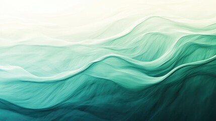 Poster - Calming gradient of ocean blue and seafoam green waves creating a serene atmosphere