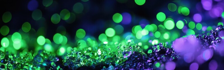 Aufkleber - Vibrant display of neon green and electric purple bokeh lights creates an energetic atmosphere at an outdoor evening event