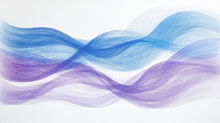 Poster - Flowing lines create a serene atmosphere with calming shades of blue and purple in a minimalist design