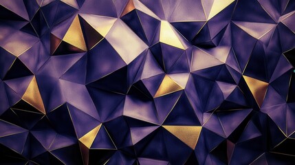 Aufkleber - Geometric pattern showcasing low-poly design with deep shades and metallic accents creating a visually striking abstract composition