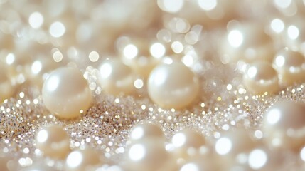 Poster - Gentle pearl white and pastel yellow sparkles create a dreamy atmosphere in a serene setting