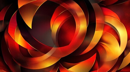 Aufkleber - Vibrant abstract composition features overlapping shapes in rich red tones and luminous textures