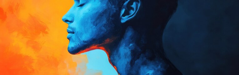 Aufkleber - Mystical profile of a man blending into vibrant colors representing emotions and states of mind