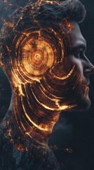 Poster - Ethereal profile of a man intricately filled with swirling patterns and vibrant colors showcasing a mystical realm