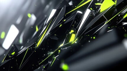 Aufkleber - Futuristic abstract background with sharp shapes and vivid neon accents in dynamic arrangement
