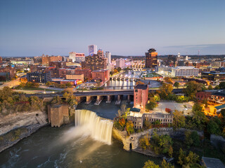 Wall Mural - Rochester, New York, USA cityscape on the Genesee River and High Falls