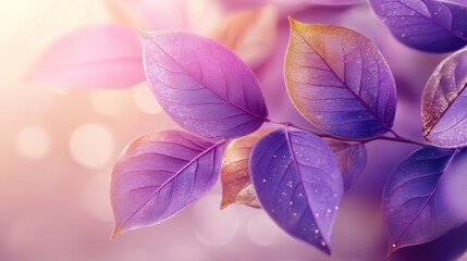 Poster - Close-up view of vibrant purple leaves showcasing intricate details and hues in a soft, natural light setting