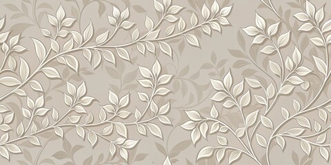 Elegant and sophisticated beige and grey tones merged with the intricate details of a stunning floral branch featuring delicate leaves in a seamless pattern , leaves, floral