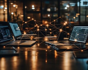 Fototapete - Cloud computing and business network