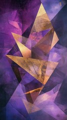 Aufkleber - Vibrant abstract geometric background featuring sharp angles and rich purple hues with gold accents creating a modern feel