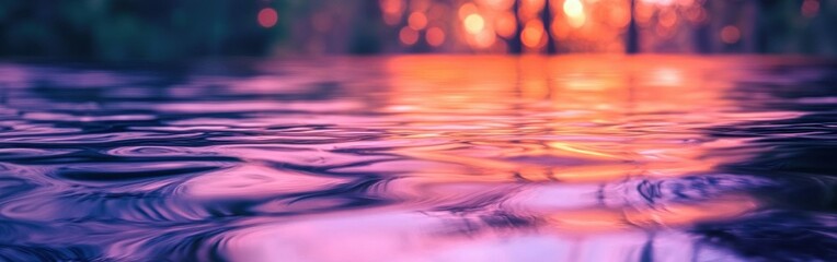 Poster - Tranquil water reflections at sunset in a serene natural setting near a forest