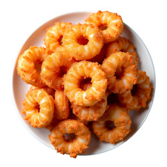 Delicious crunchy pineapple rings served in a bowl against a white background for a refreshing treat perfect for any occasion