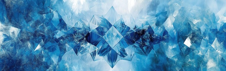 Aufkleber - Luminous geometric pattern in icy shades creates a striking visual experience for modern design enthusiasts