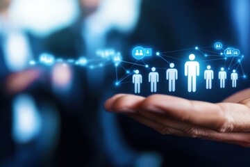 Wall Mural - abstract concept of human connection and networking with digital icons depicted in business environm