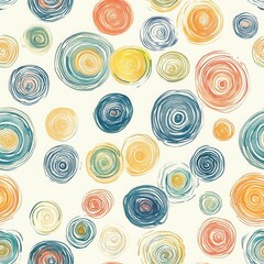 Poster - Colorful watercolor doodles create a calming atmosphere with swirls and circles