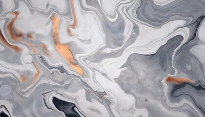 Aufkleber - fluid marble texture with white, gray, and copper swirls, perfect for luxury backgrounds, branding, packaging, and decor

