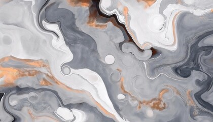 Aufkleber - fluid marble texture with white, gray, and copper swirls, perfect for luxury backgrounds, branding, packaging, and decor

