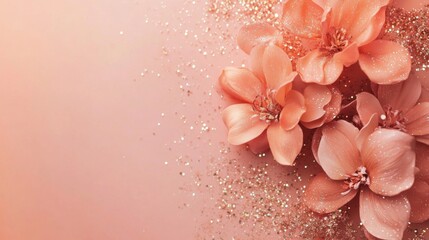 Poster - Sparkling peach and rose-gold flowers create a vibrant and whimsical decoration