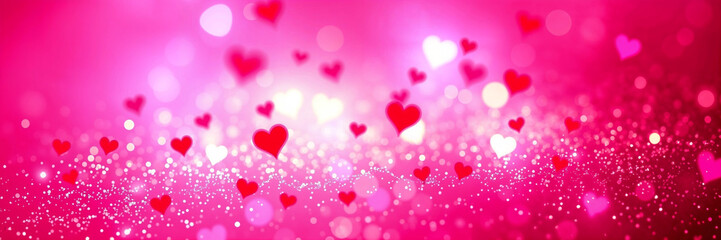 Wall Mural - Abstract Valentine's day background of bright glitter and hearts