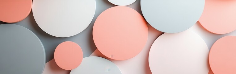 Aufkleber - Elegant pastel forms combining coral and gray in a modern artistic design displayed on a wall