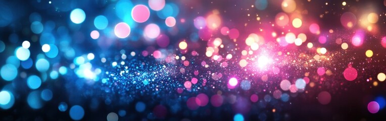 Aufkleber - Bold neon bokeh creates an enchanting atmosphere with striking magenta and blue hues in a vibrant urban setting