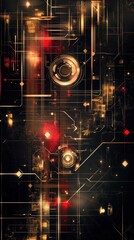 Aufkleber - Futuristic abstract composition with intricate patterns and luminous elements showcasing a high-tech aesthetic in a digital landscape