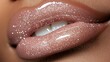 © ALIS ST - Close-Up of Shiny Glossy Lips with Glitter and Soft Pink Hue
