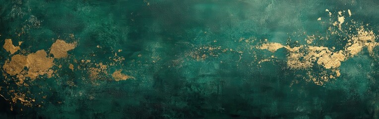 Aufkleber - Textured abstract background in deep emerald with gold accents creating a stunning visual composition