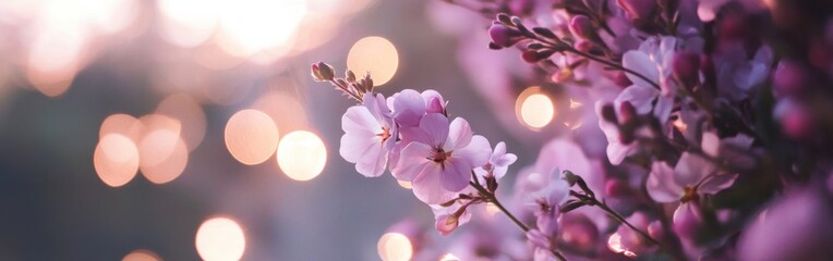 Fototapete - Soft pastel lilac flowers illuminated by gentle evening light in a tranquil garden setting