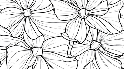 line art floral bouquet; seamless pattern; white background; design template