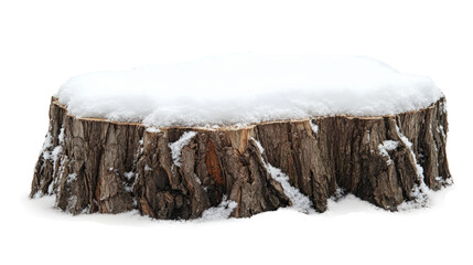 Wall Mural - snow-covered tree stump winter landscape nature isolated on transparent background