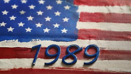 Poster - Artistic Representation of the American Flag with Year 1989 Highlighted