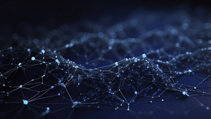 Dark indigo with a faint luminous molecular mesh. Tiny interconnecting polygons are softly lighted, creating a minimalist picture of high-tech networks.