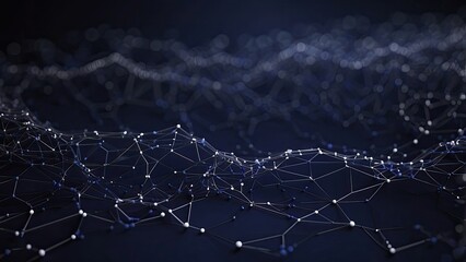 Dark indigo with a faint luminous molecular mesh. Tiny interconnecting polygons are softly lighted, creating a minimalist picture of high-tech networks.