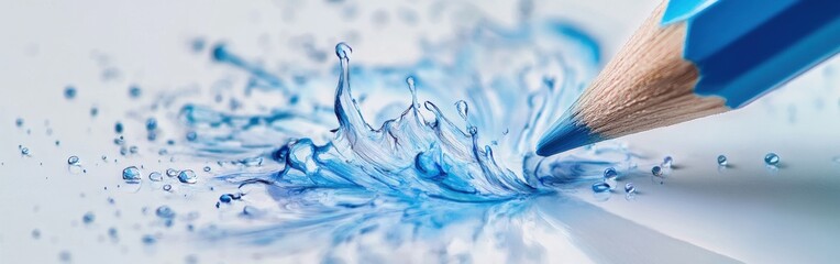 Aufkleber - Creative use of negative space highlighting blue pencil drawing water splash