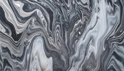 Poster - black and white fluid marble texture with organic swirling pattern, perfect for background, branding, and modern design