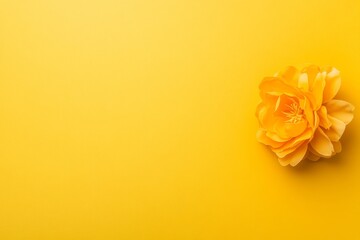 Aufkleber - A medium shot captures a yellow rose positioned on the right side against a bright yellow background, offering ample space for text placement and visual appeal
