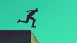© Satisgitfied - Dynamic Individual Leaping from Edge Against Vibrant Background