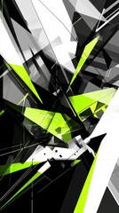 Aufkleber - Modern geometric design featuring sharp angles and vibrant green accents on a black background