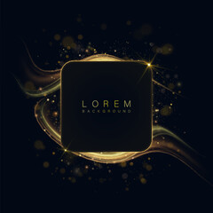 Poster - Abstract background with golden light effects on a dark background. Glowing lines and particles create an elegant and futuristic design, perfect for premium projects.