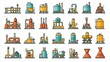 © DARIKA - Line icon set for oil and gas refinery with pixel-perfect designs and editable stroke weight, including tanks, pipelines, refining processes, pumps, and industrial machinery.