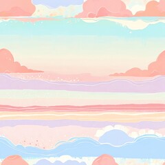 Wall Mural - pastel dreamscape: a serene seascape of soft hues and gentle waves