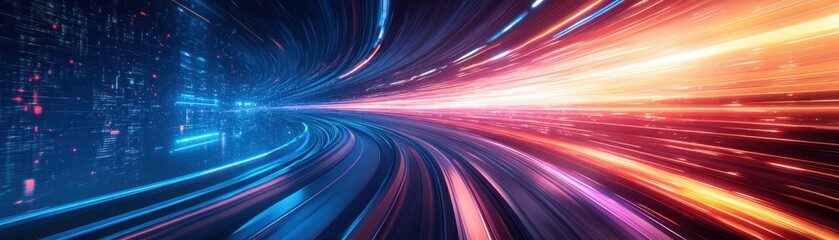 Wall Mural - ** futuristic light trails in a high-speed digital tunnel representing technology and innovation in 